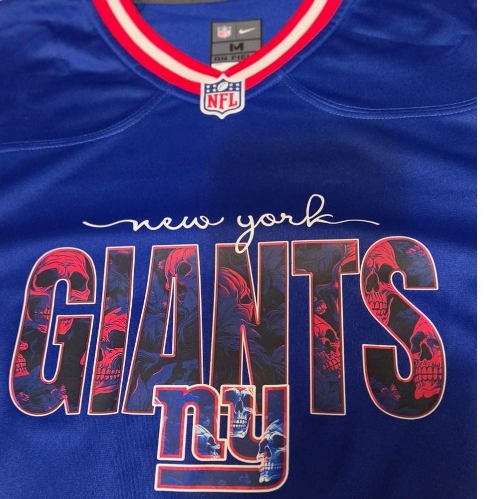 Nike Jersey Mens M Blue Excellent NY Giants Skull Graphic 67NM-NG2A, NWOT - Picture 2 of 8